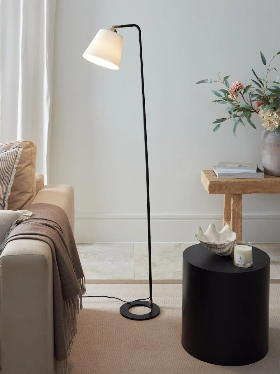 Hoshi Black Porcelain Floor Lamp & Shade