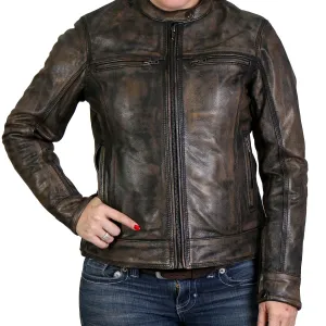 Hot Leathers JKL1024 Women's Distressed Brown Leather Jacket with