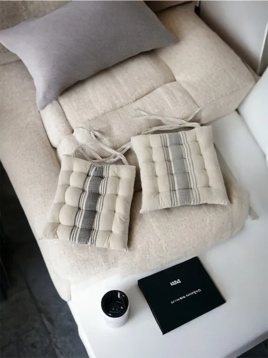 Ivory & Grey Box Seat Cushion Pads