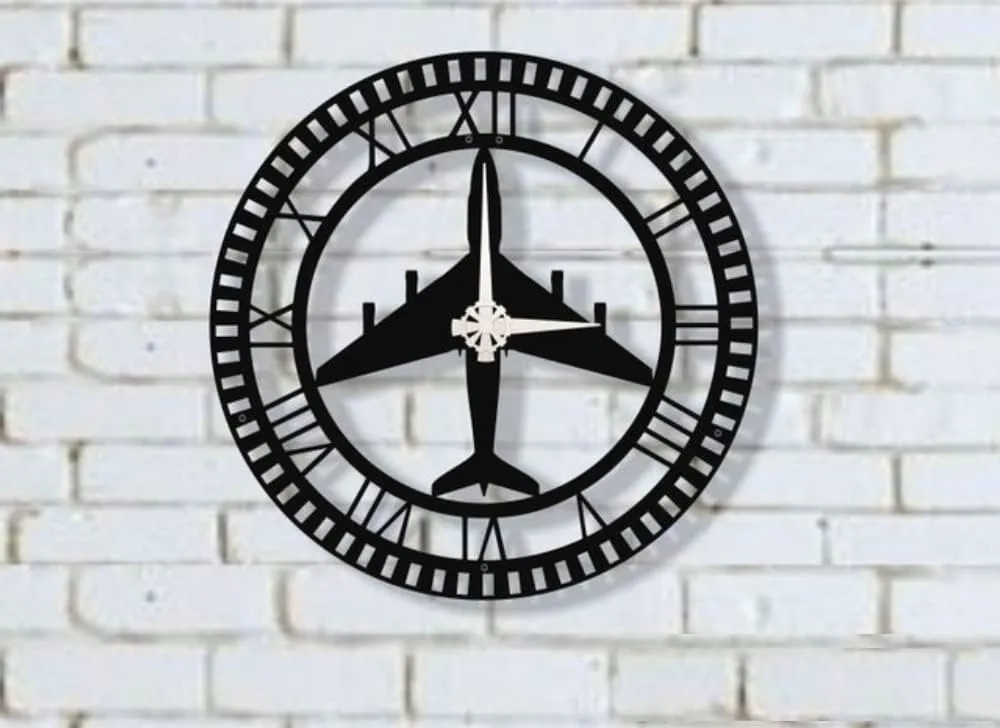 Jobid Venture Wooden Wall Clock Stylish Plane Art for Home Office