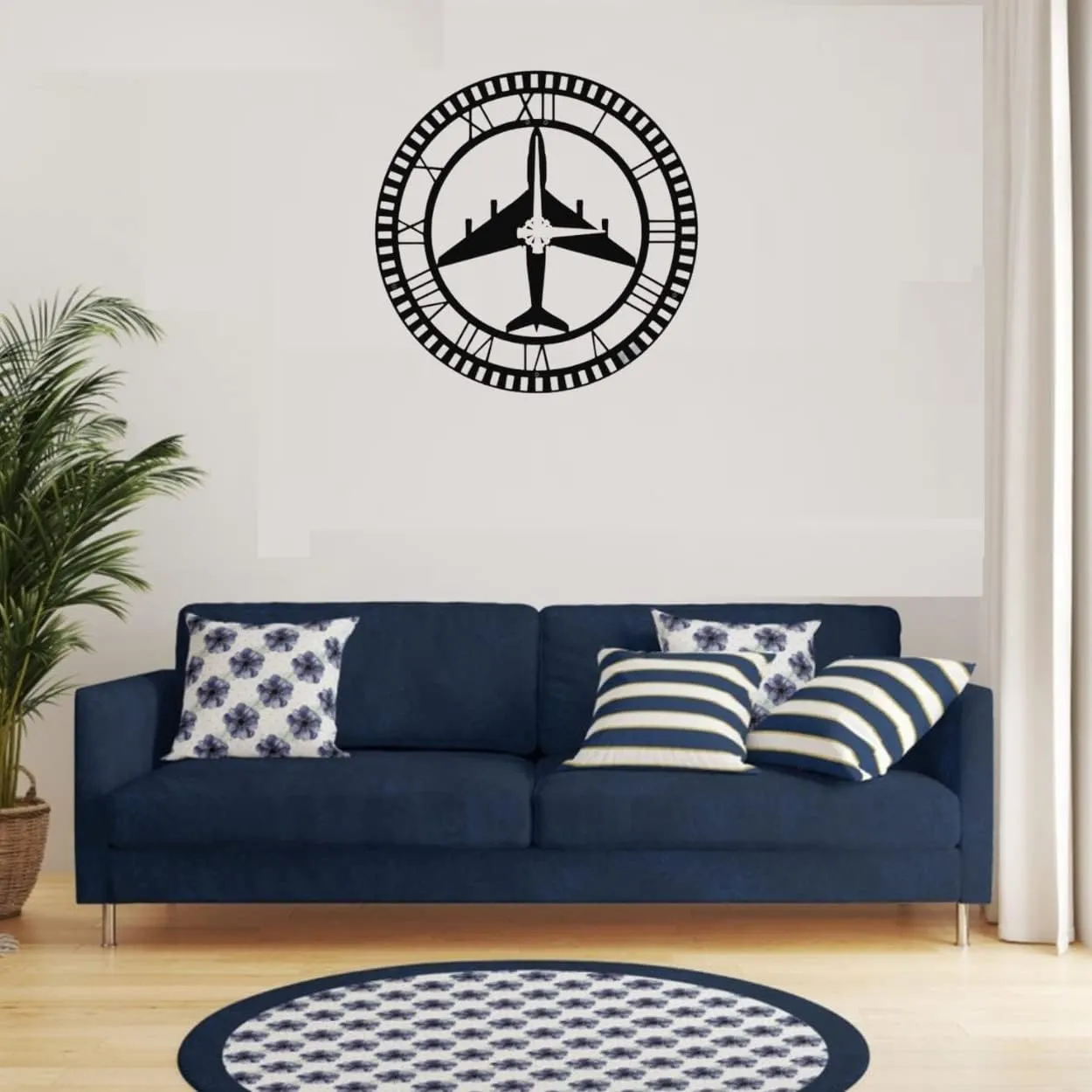 Jobid Venture Wooden Wall Clock Stylish Plane Art for Home Office