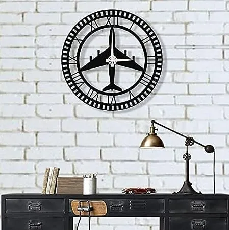 Jobid Venture Wooden Wall Clock Stylish Plane Art for Home Office