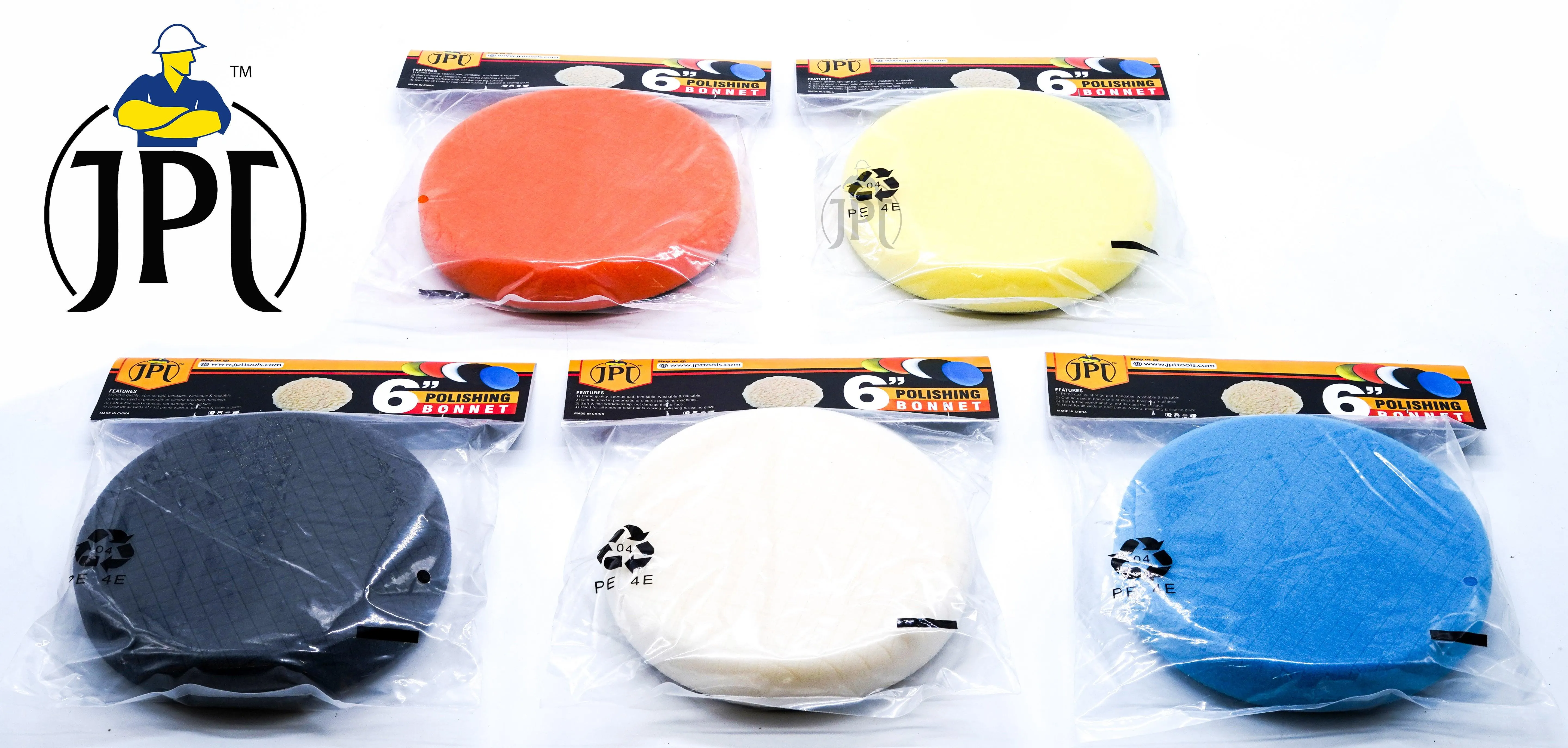 JPT Buffing Polishing Pads 6 Inch 150mm Compound Buffing Sponge Pads Kit for Car Buffer Polishing and Waxing