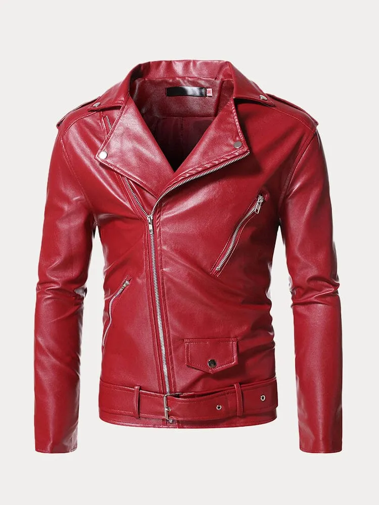 Lapel Zipper Leather Jacket