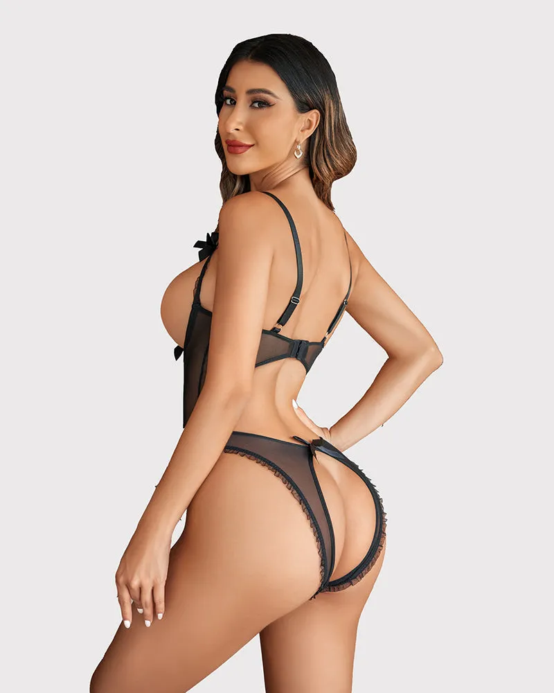 Leopard One Piece Lingerie Lace Mini Bodysuit