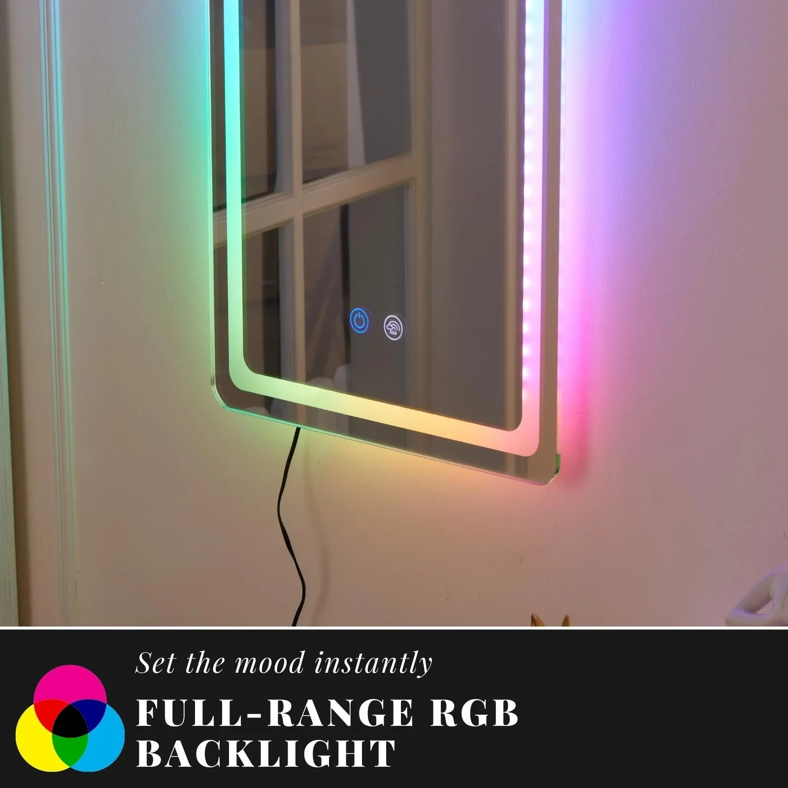 Loop 2 Wall Monted Bathroom Makeup Mirror with RGB Light