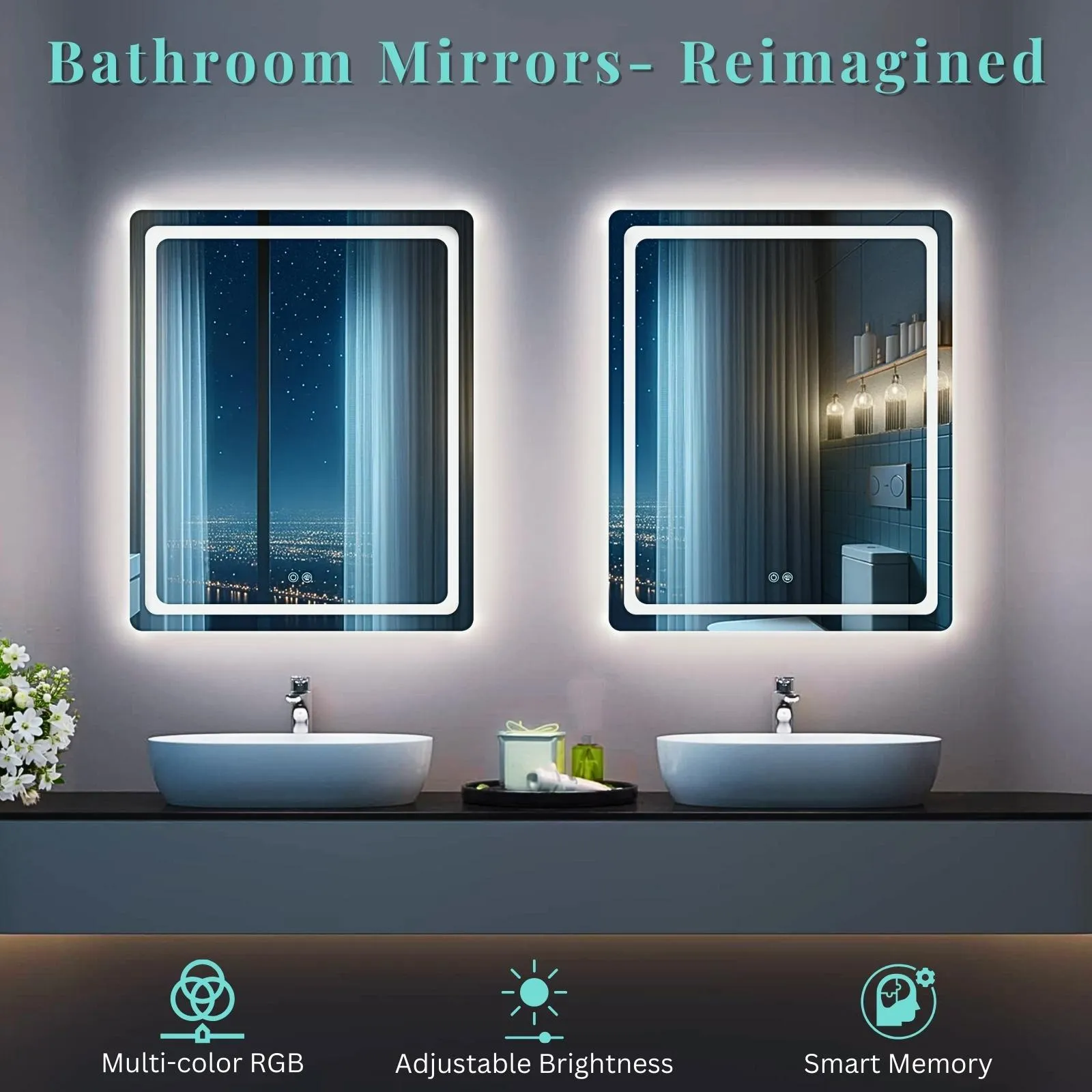 Loop 2 Wall Monted Bathroom Makeup Mirror with RGB Light