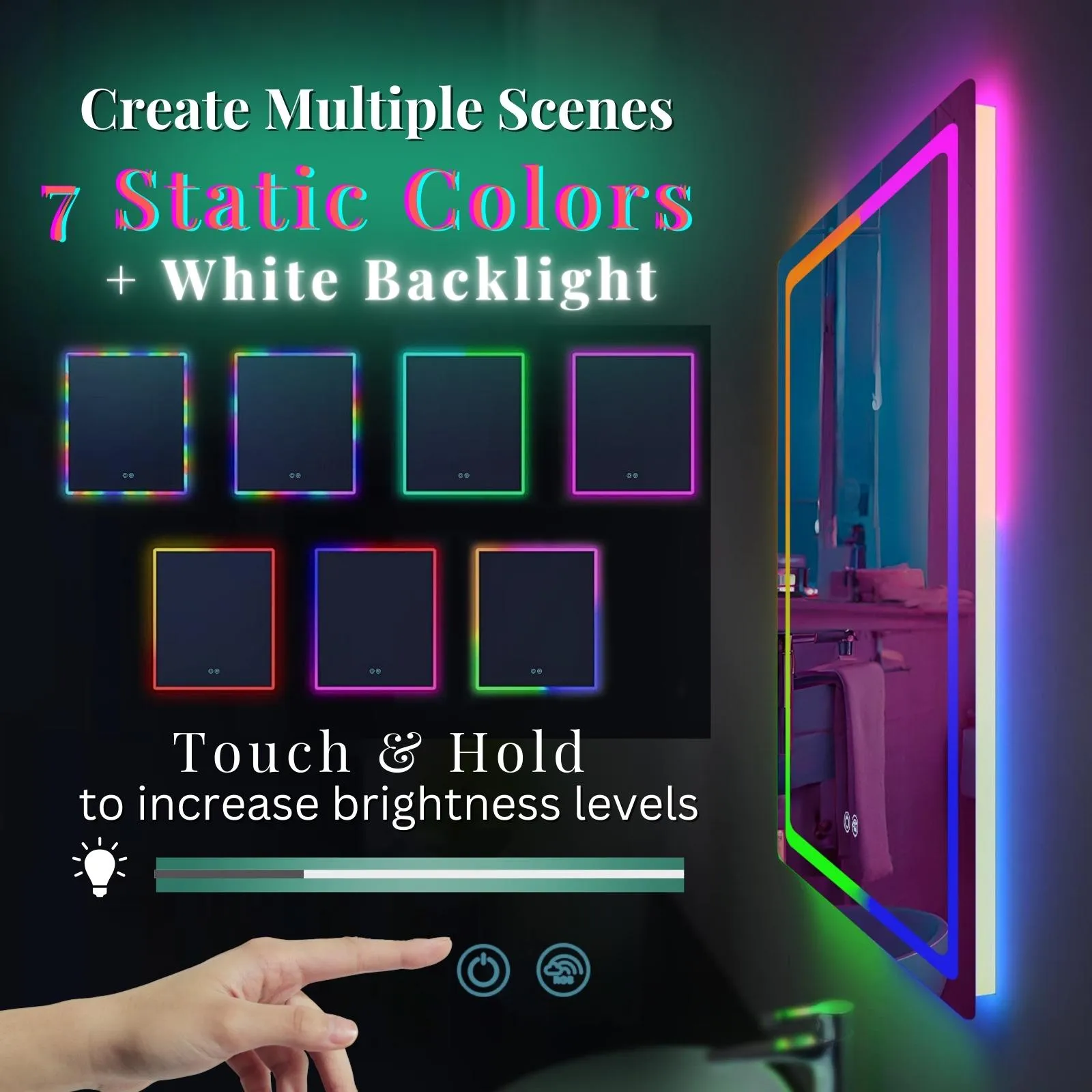 Loop 2 Wall Monted Bathroom Makeup Mirror with RGB Light