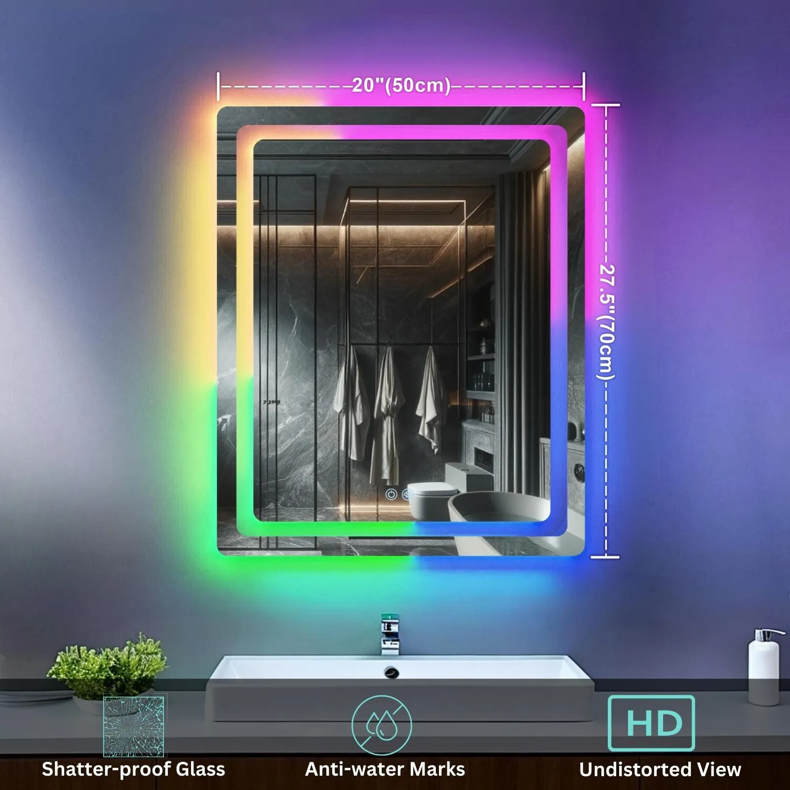 Loop 2 Wall Monted Bathroom Makeup Mirror with RGB Light