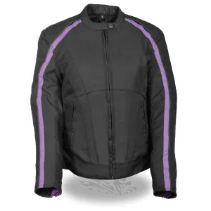 Milwaukee Performance Textile-MPL1954-Women’s  Black and Purple Textile Jacket with Stud & Wings Detailing