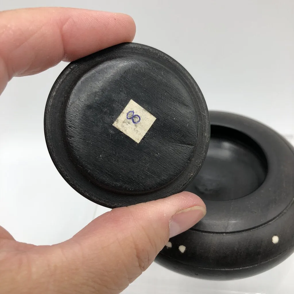 Natural Chinese Inkstone w/ Bone Inlay & Lid /b