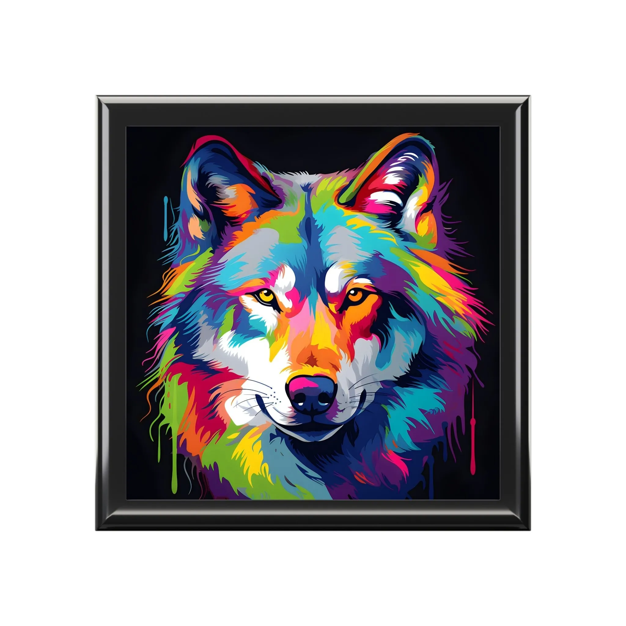 Pop Art Wolf Portrait Artwork Print Gift and Jewelry Box