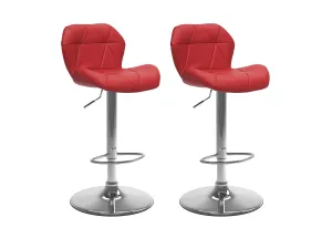 Red Bar Stools with Backs, Set of 2