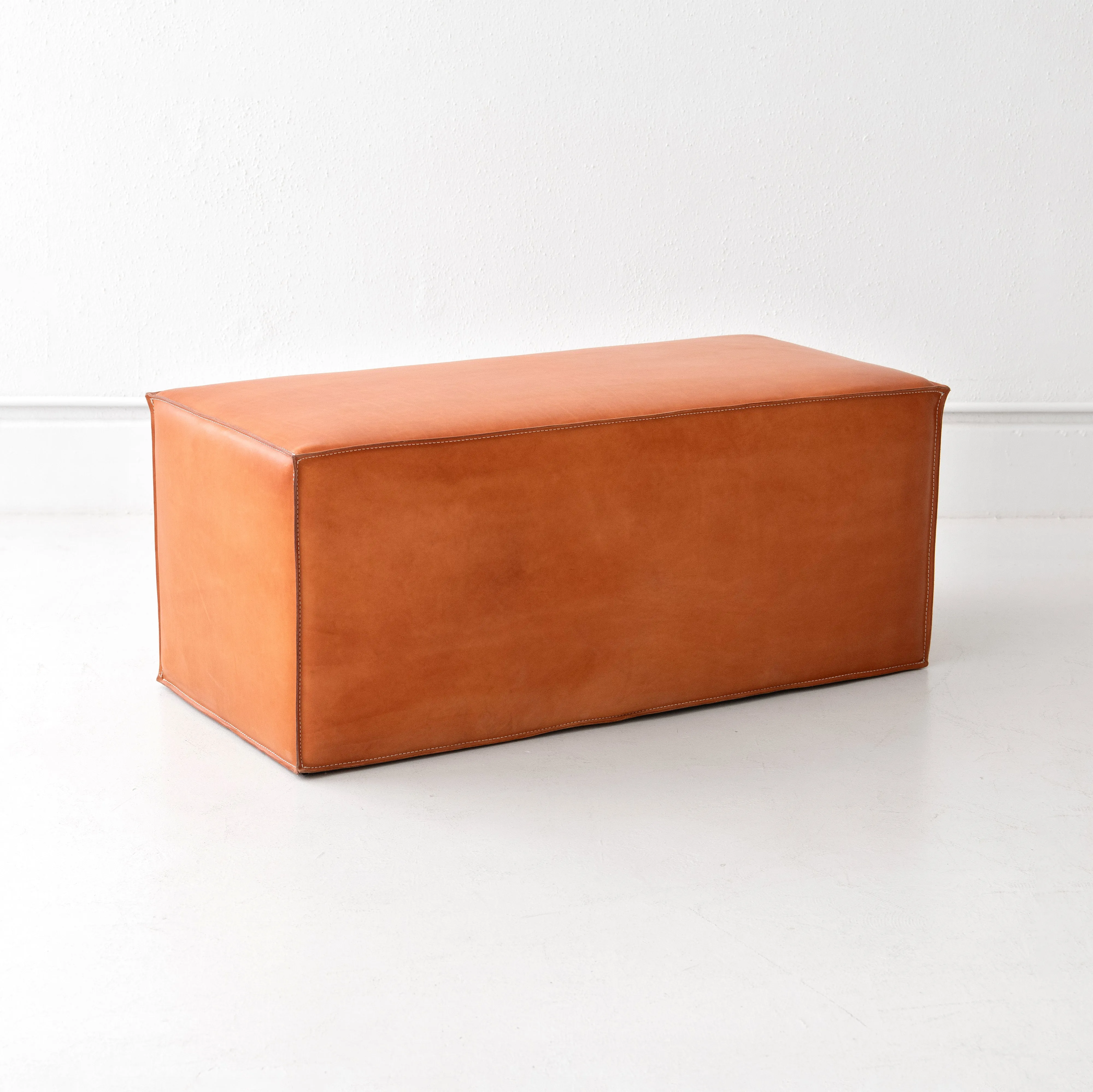 Saddle Leather Pouf - 42" Long