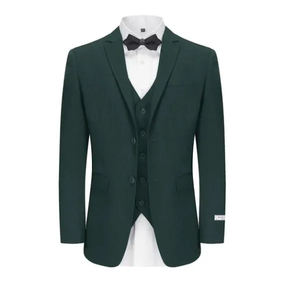 Skinny Fit Performance Stretch Three-Piece Suit - Hunter Green