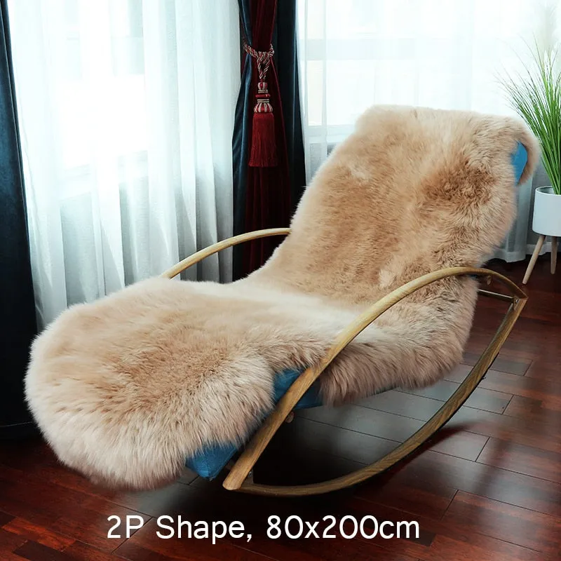 Soft camel coloured sheepskin style floor rug