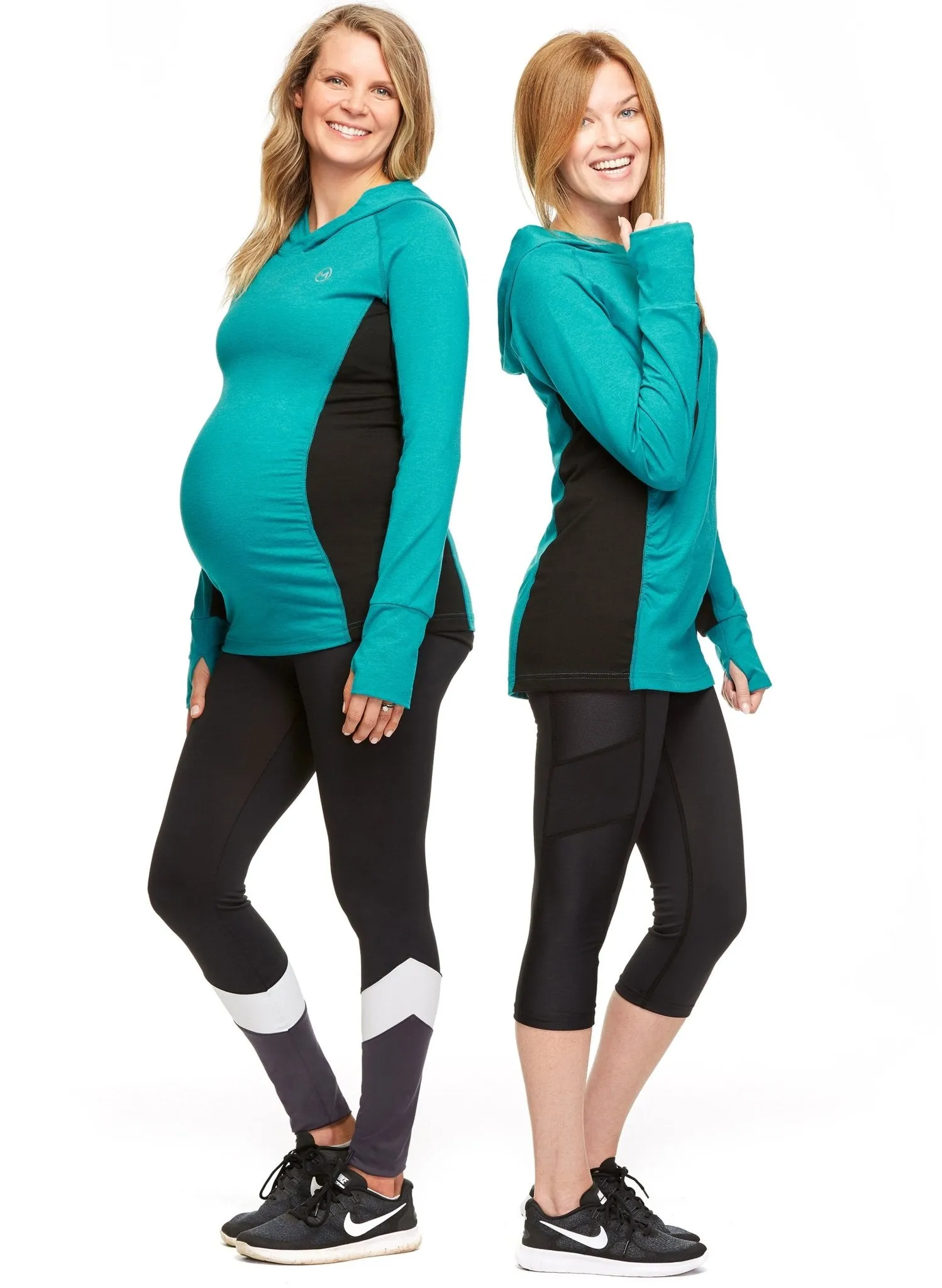 Stability Pull Over Maternity Hoodie - Teal/Black