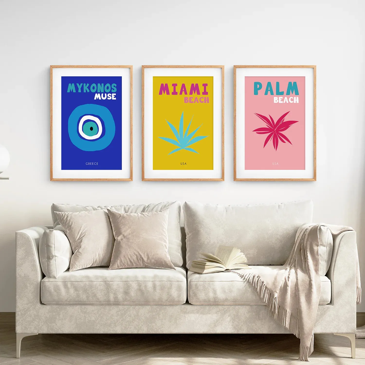 Trendy Maximalist Room Decor Set of 3 Prints. Travel Theme