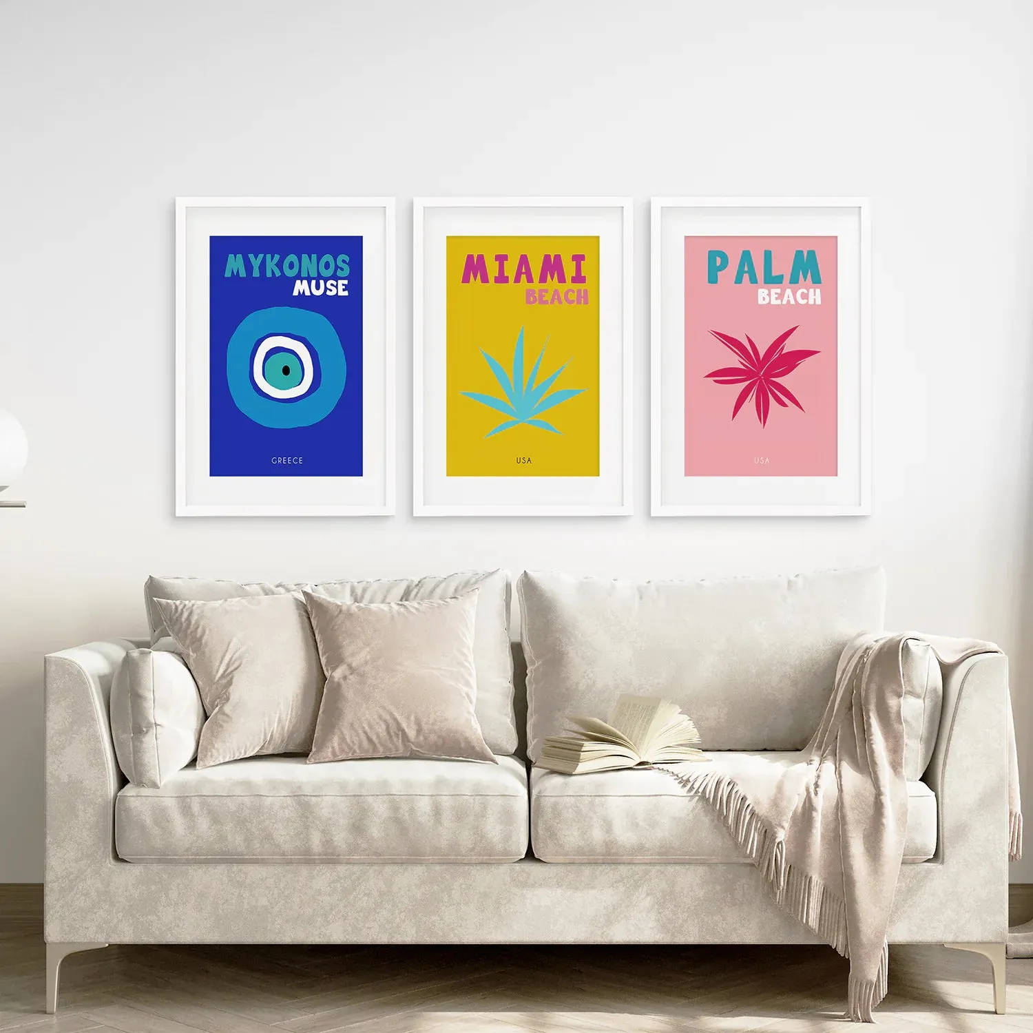 Trendy Maximalist Room Decor Set of 3 Prints. Travel Theme