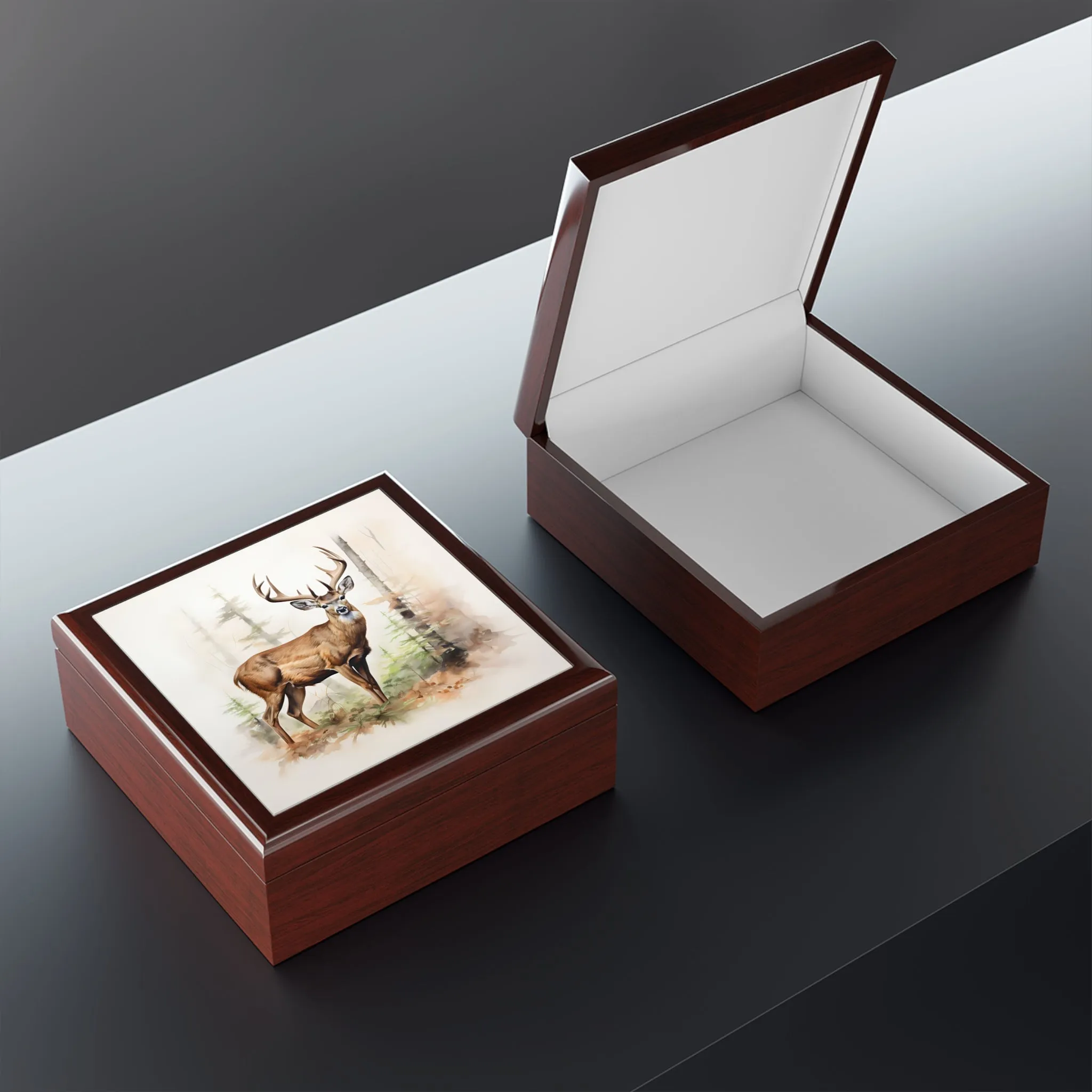 Watercolor Buck Deer Art Print Gift and Jewelry Box