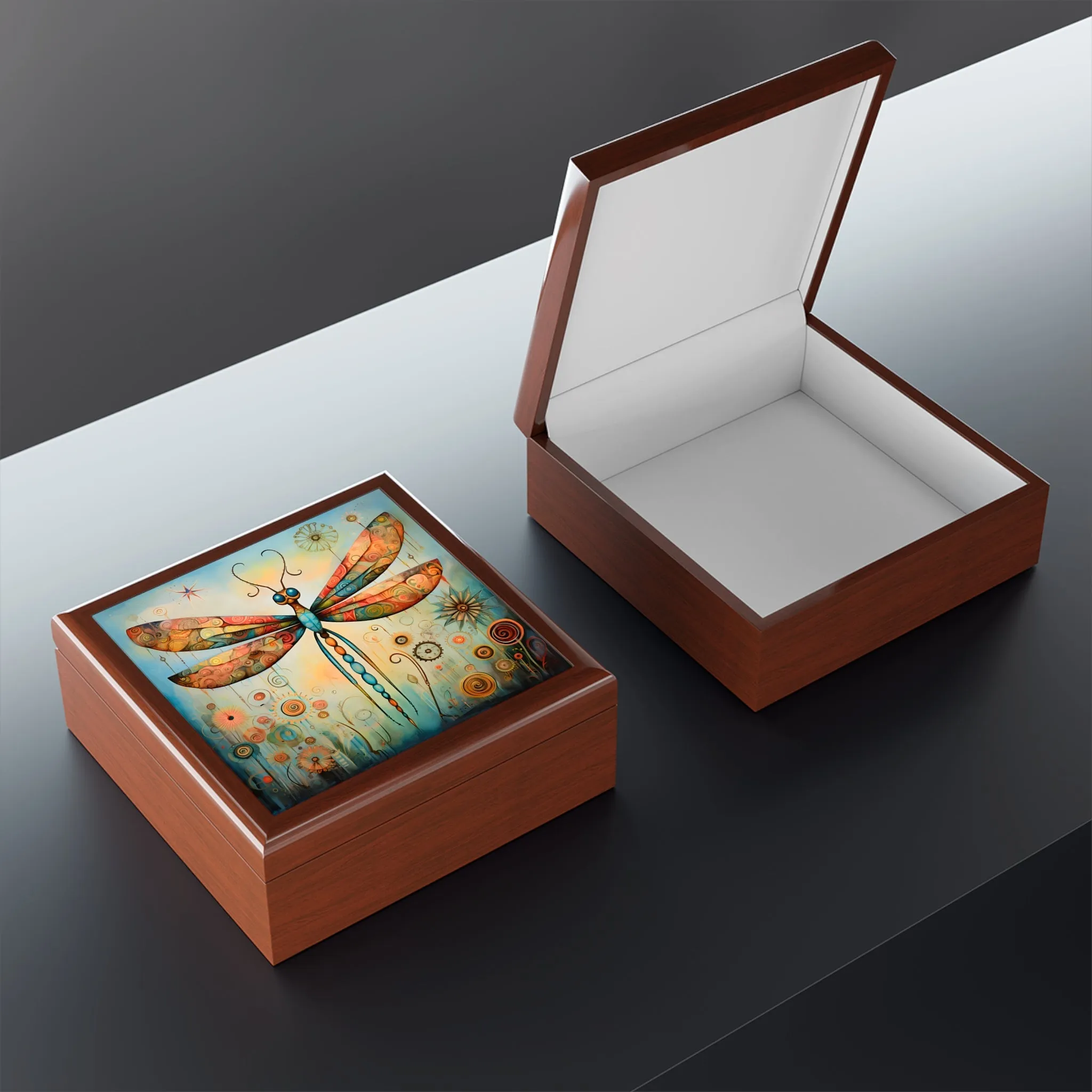 Whimsical Dragonfly Artwork Print Gift and Jewelry Box