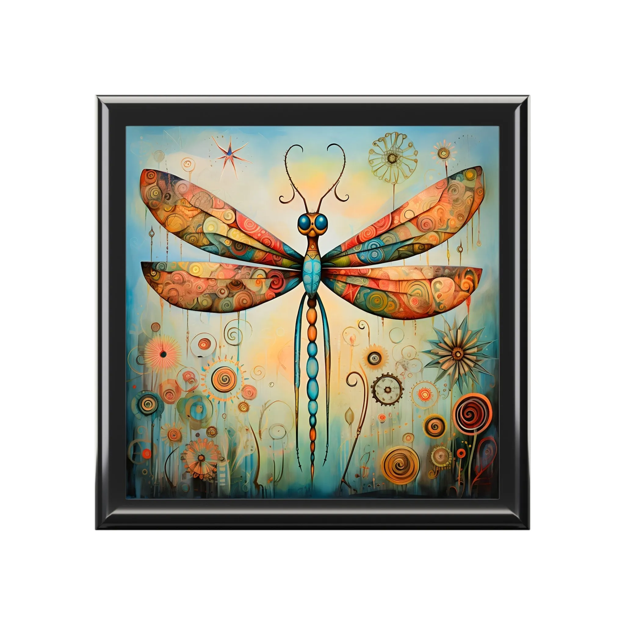 Whimsical Dragonfly Artwork Print Gift and Jewelry Box