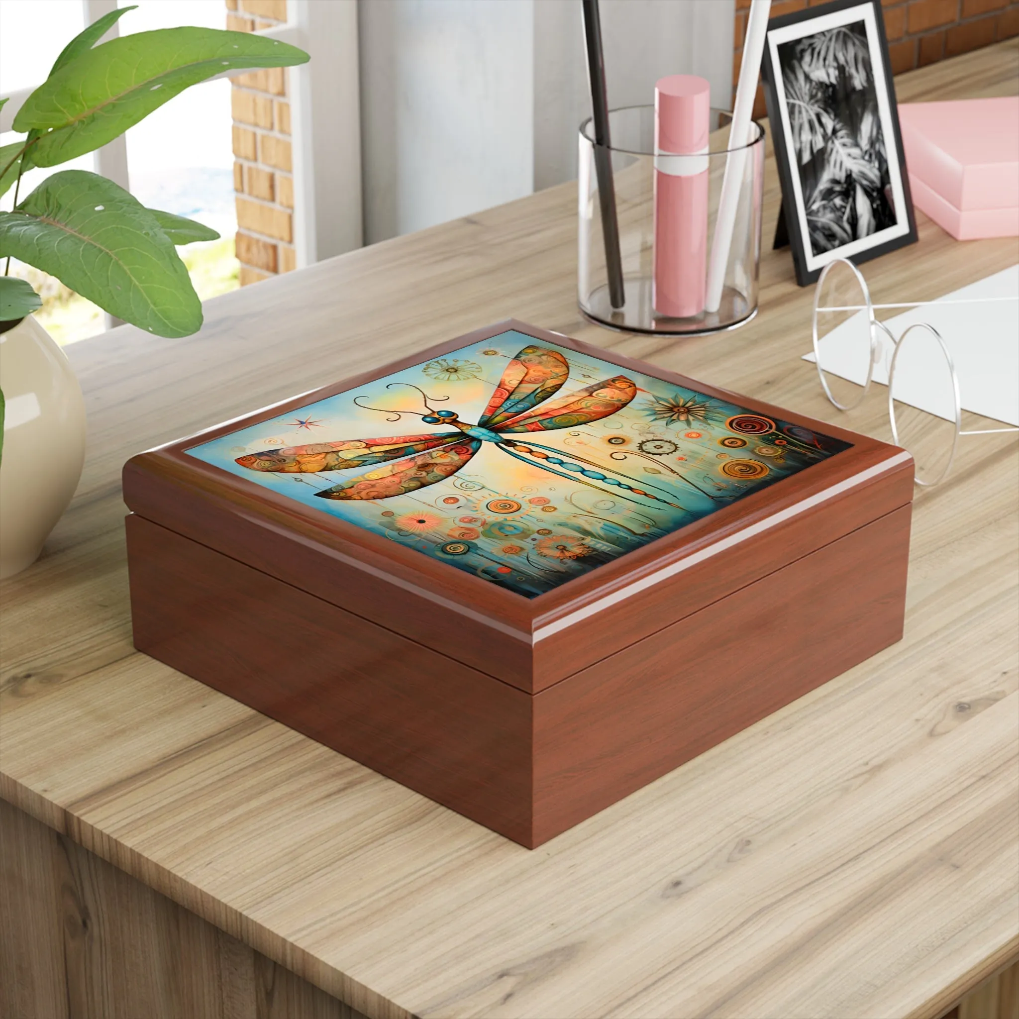 Whimsical Dragonfly Artwork Print Gift and Jewelry Box