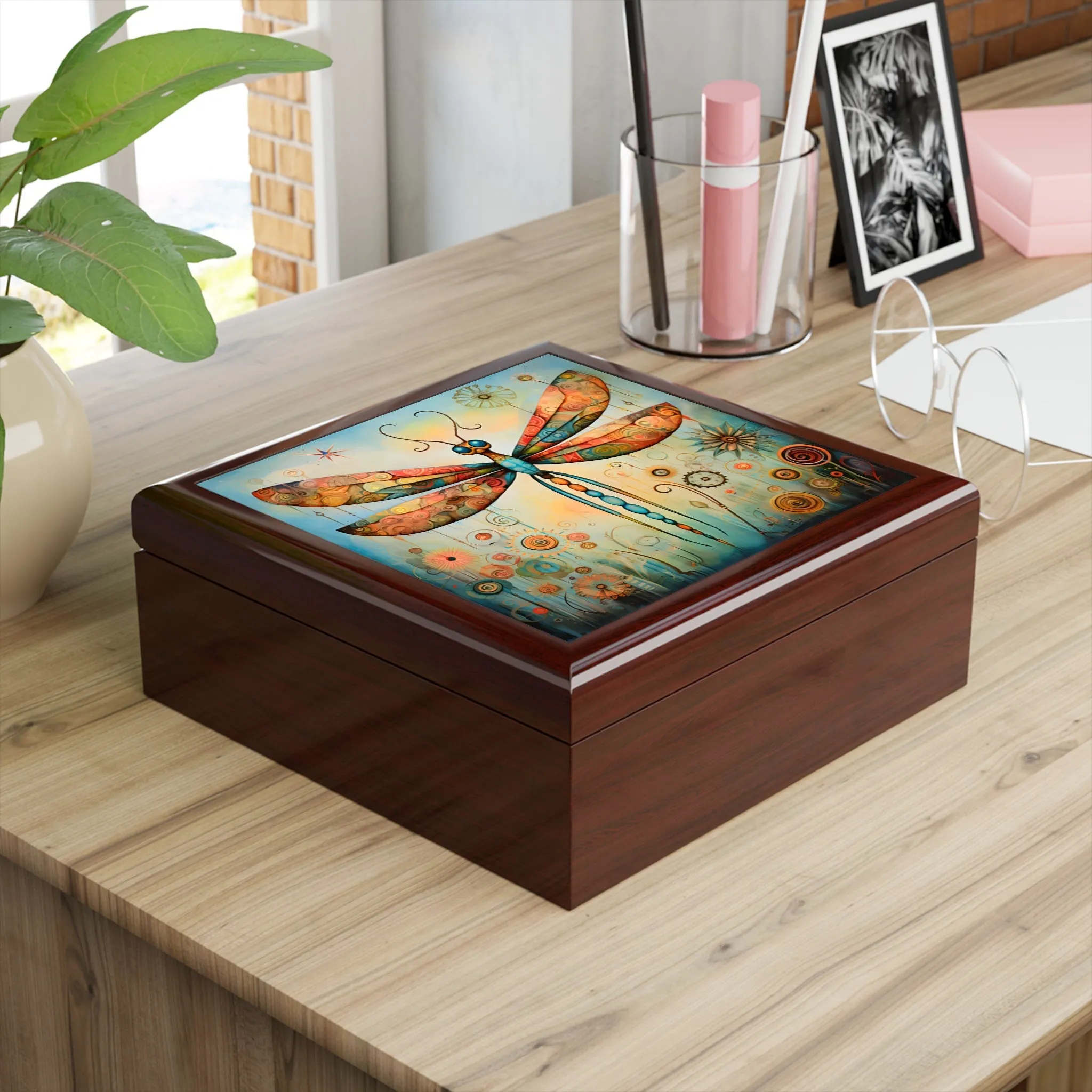 Whimsical Dragonfly Artwork Print Gift and Jewelry Box