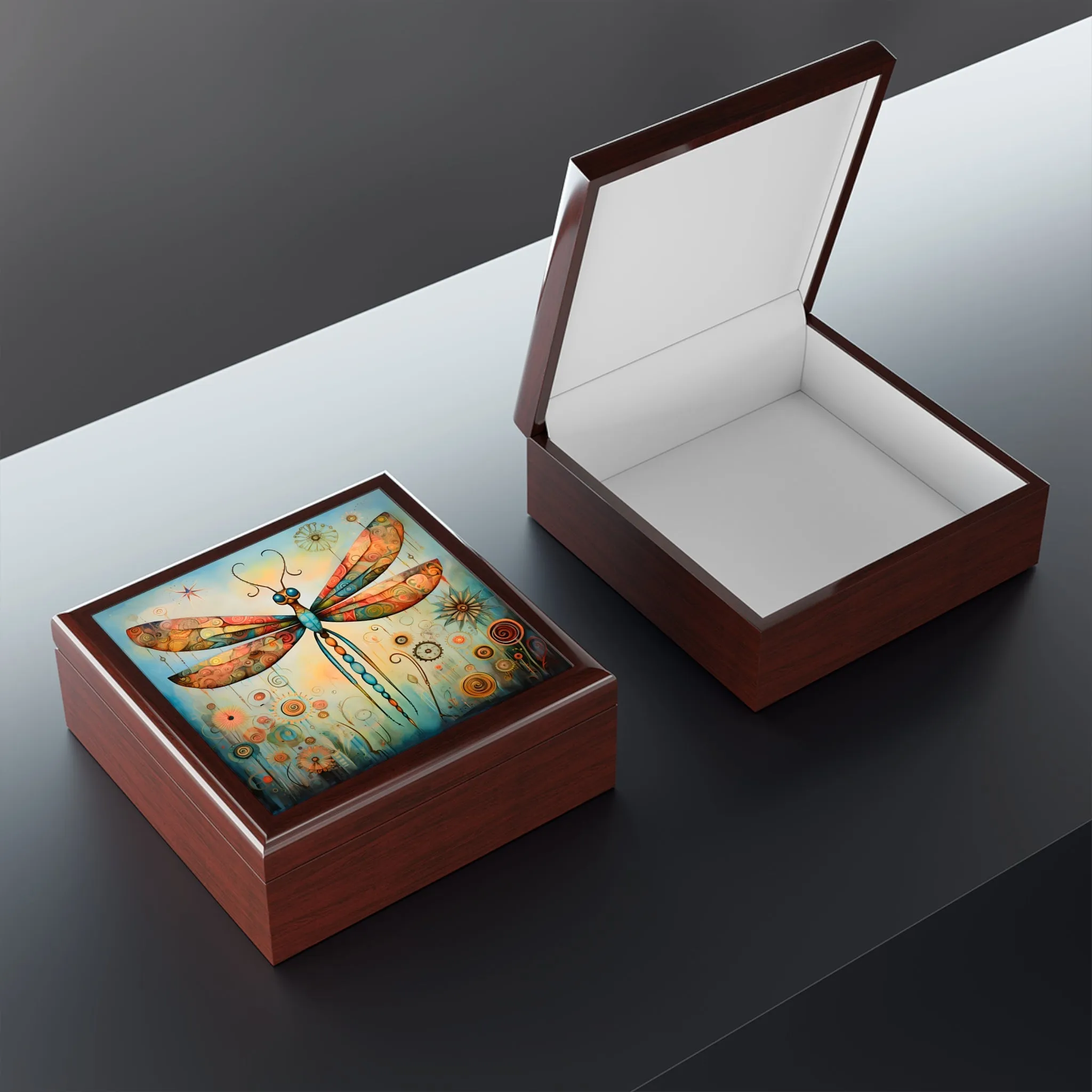 Whimsical Dragonfly Artwork Print Gift and Jewelry Box