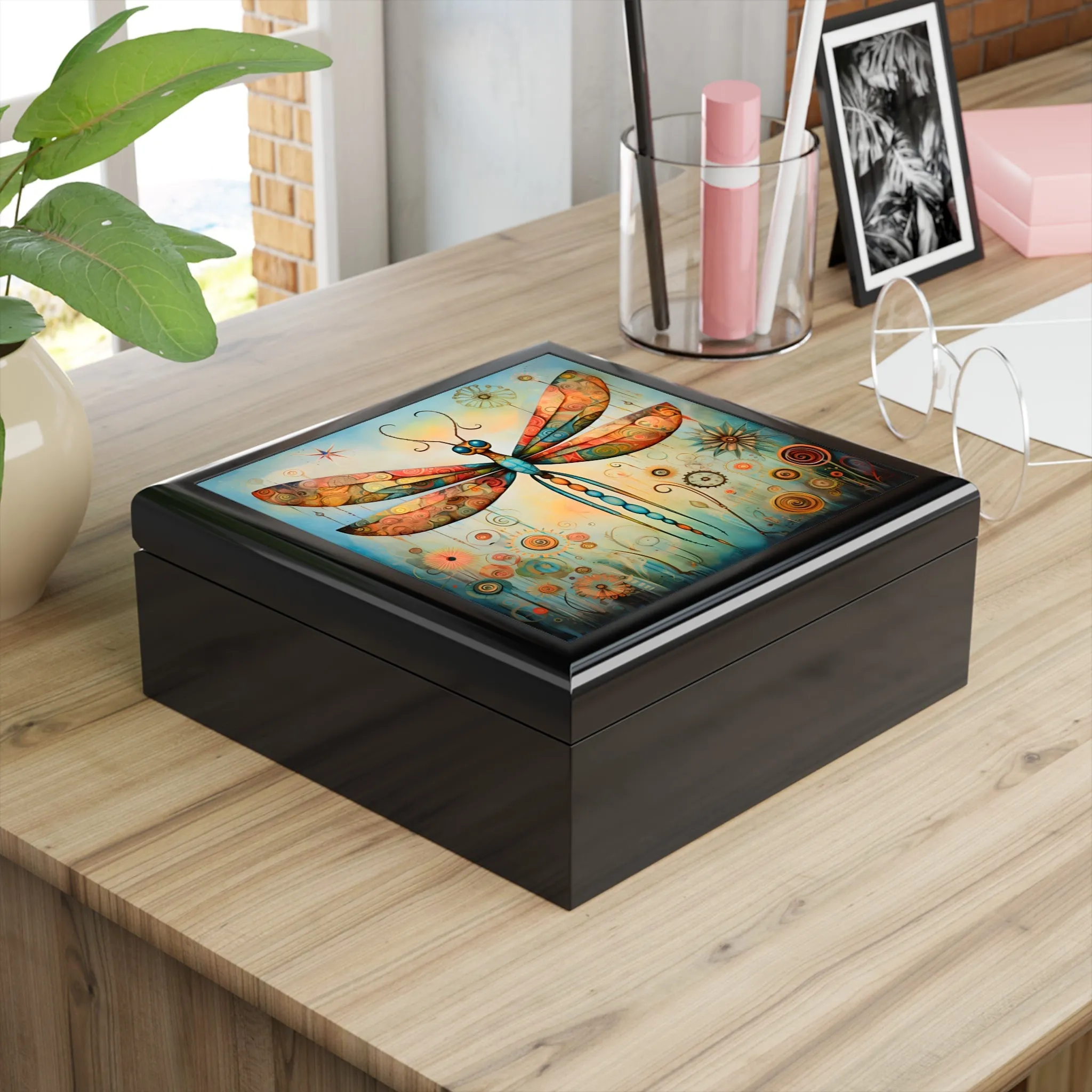 Whimsical Dragonfly Artwork Print Gift and Jewelry Box