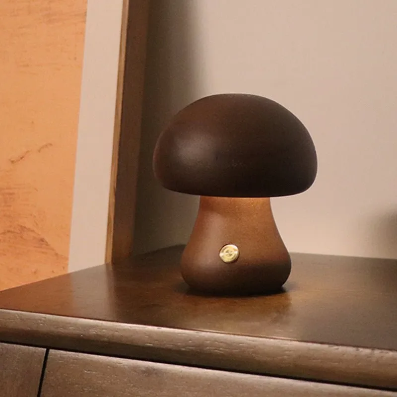 Wood Carved Mushroom Light