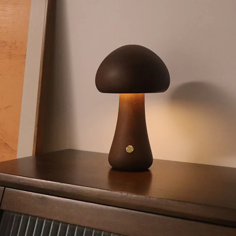 Wood Carved Mushroom Light