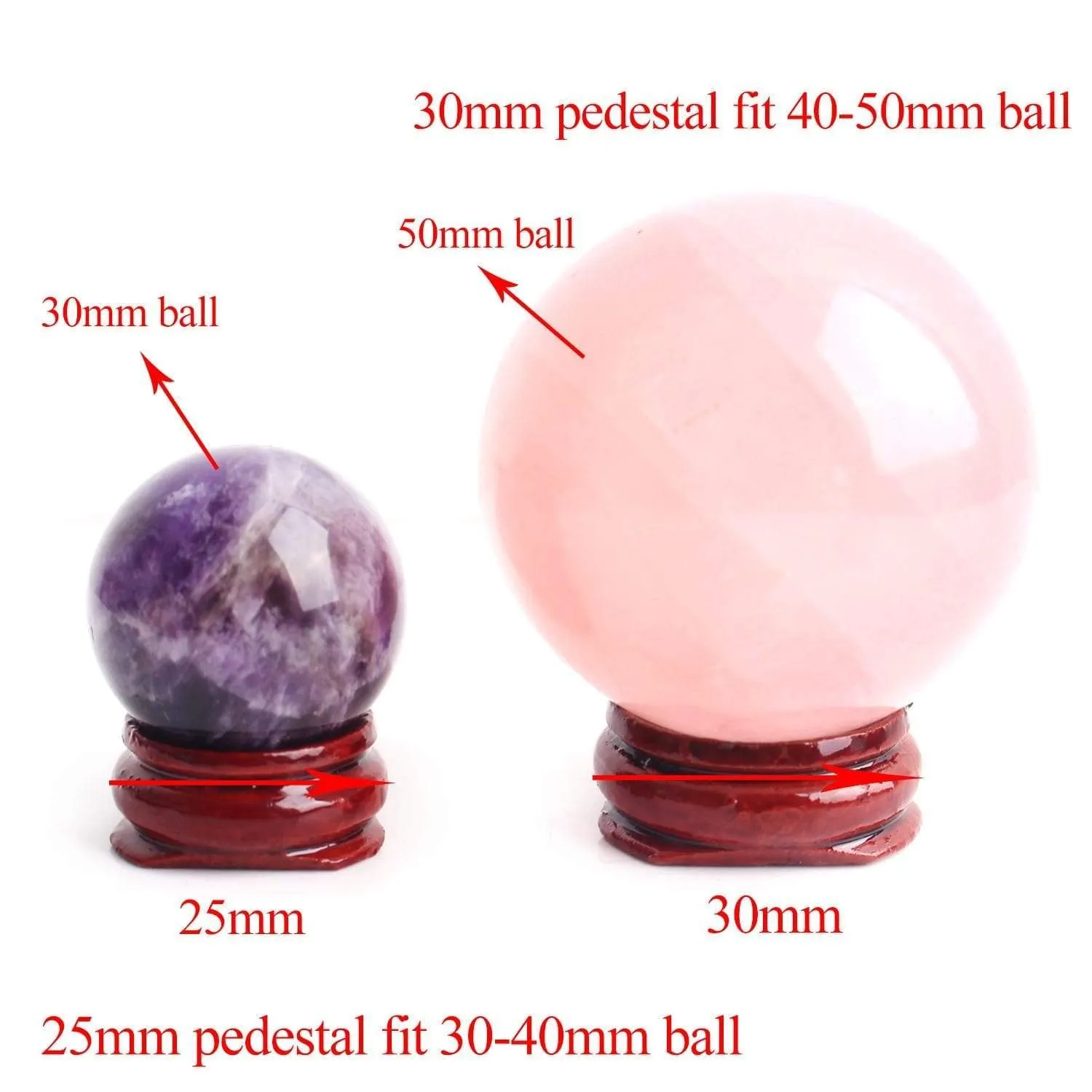 Wood Craft Stand Pedestal Base Foundation For Crystal Ball Sphere Globe Sphere Ball Egg Red